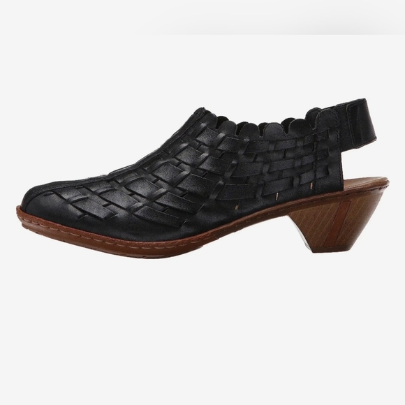 Rieker Sina Black Woven Leather Sandals Women's Size 42-10 Classic Boho Chic - Picture 2 of 15